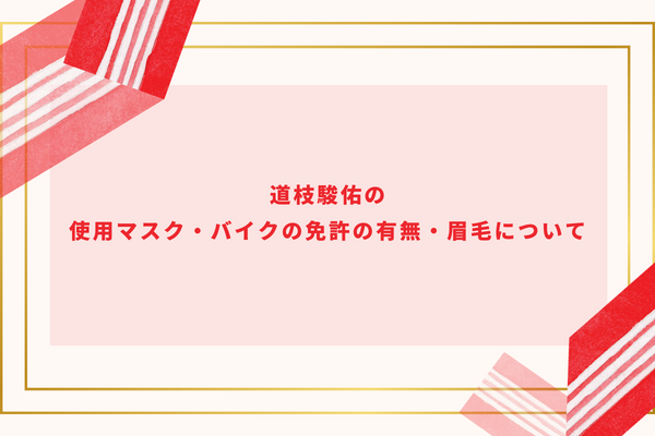 道枝駿佑の使用マスク・バイクの免許の有無・眉毛について
